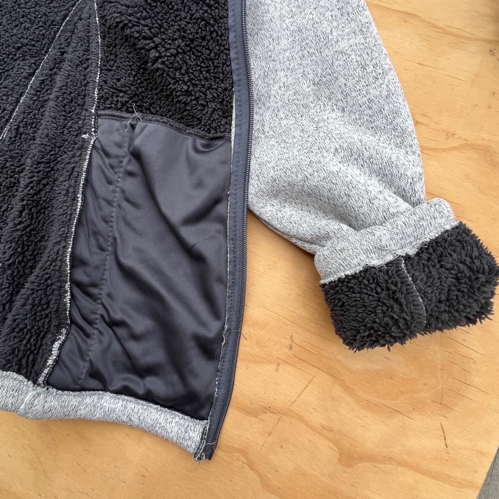 Rugged Elements Mens Gray Sherpa Lined Full Zip Sweater Fleece Hoodie Jacket L - Picture 7 of 10